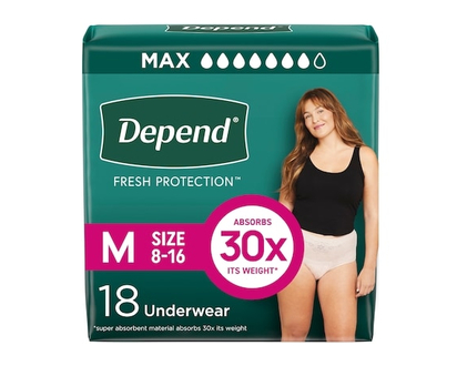 Depend Sous-vêtement d’incontinence Fresh Protection pour femmes, degré d’absorption maximal, M, couleur rosée - 18 CHA