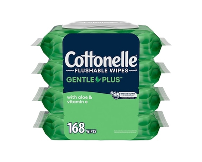 Cottonelle GentlePlus Flushable Wipes, Aloe & Vitamin E, 4 Packs, 168 Total Wipes - 168.0 EA