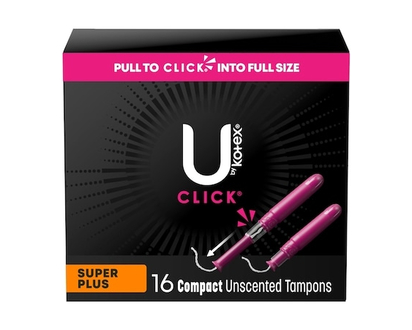 U by Kotex Click Compact Tampons, Super Plus, Unscented, 16 Count - 16.0 EA