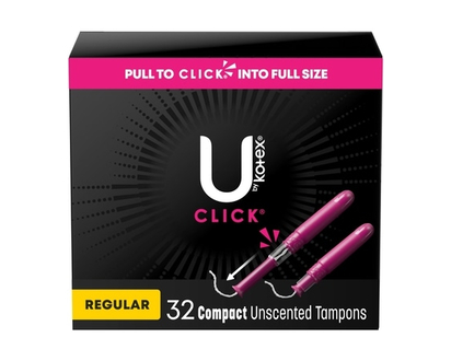 U by Kotex Click Compact Tampons, Regular, Unscented, 32 Count - 32.0 EA