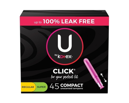 U by Kotex Click Compact Multipack Tampons, Regular/Super, Unscented, 45 Count - 45.0 EA