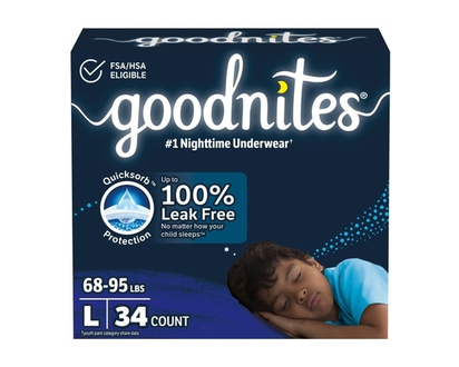 Goodnites Boys Nighttime Bedwetting Underwear, L (68-95 lbs), 34 Ct - 34.0 EA