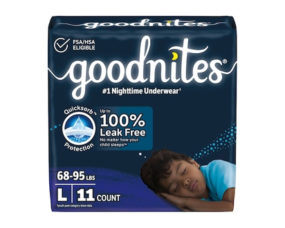 Goodnites Boys' Nighttime Bedwetting Underwear, Size Large (68-95 lbs) - 11 EA