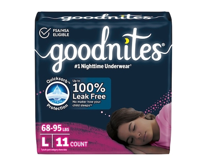 Goodnites Girls' Nighttime Bedwetting Underwear, Size Large (68-95 lbs) - 11 EA