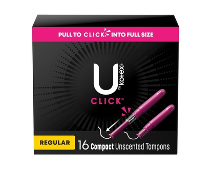 U by Kotex Click Compact Tampons, Regular, Unscented, 16 Count - 16.0 EA