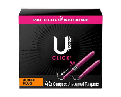 U by Kotex Click Compact Tampons, Super Plus, Unscented, 45 Count - 45.0 EA