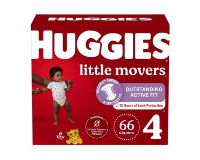 Huggies Little Movers Baby Diapers, Size 4 (22-37 lbs), 66 Ct - 66.0 EA