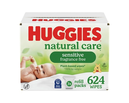 Huggies Baby Wipes, Natural Care Sensitive, UNSCENTED, 3 Refill Packs, 624 Wipes - 624.0 EA