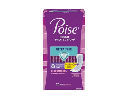 Poise Ultra Thin Postpartum Incontinence Pads, Maximum Absorbency, Long Length, 26 Count - 26 EA