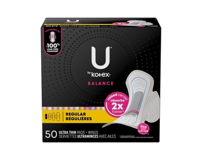 U By Kotex Ultra Thin Pads with Wings, Regular Absorbency - 50 EA