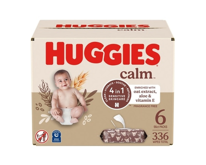 Huggies Calm Baby Wipes, Unscented, 6 Push Button Packs (336 Wipes Total) - 336.0 EA