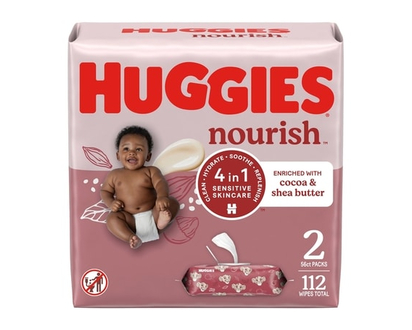 Huggies Nourish Scented Baby Wipes, 2 Push Button Packs (112 Wipes Total) - 112.0 EA