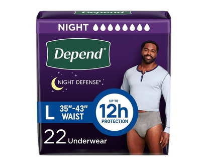 Depends Night Defense Incontinence Underwear, Overnight, Large, 22 Ct - 22.0 EA