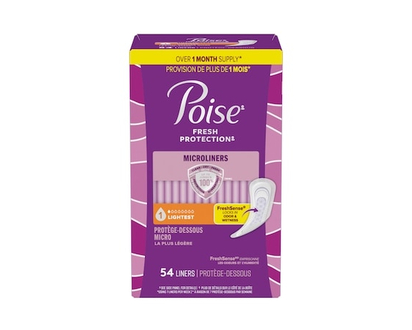 Poise Daily Microliners, Incontinence Panty Liners, 1 Drop Lightest Absorbency, Regular Length - 54 EA