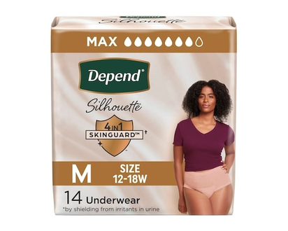Sous-vêtements d’incontinence et de post-partum Depend Silhouette pour femmes adultes, moyen, absorption maximale, rose - 14 CHA