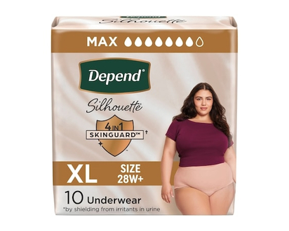 Sous-vêtements d’incontinence et de post-partum Depend Silhouette pour femmes adultes, très grand, absorption maximale, rose - 10 CHA