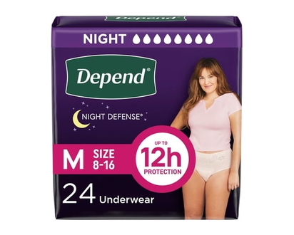 Depends Night Defense Incontinence Underwear Overnight, Medium, 24 Ct - 24.0 EA