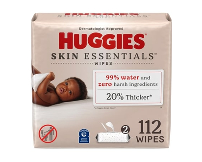 Huggies Skin Essentials Baby Wipes, 2 Flip Top Packs (112 Wipes)Â - 112.0 EA
