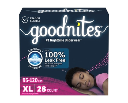 Goodnites Girls Nighttime Bedwetting Underwear, XL (95-140+ lbs) 28 Ct - 28.0 EA