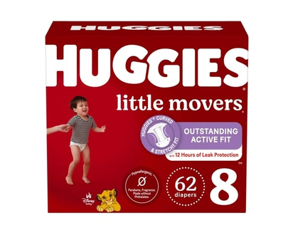 Huggies Little Movers Baby Diapers, Size 8 (46+ lbs), 62 Ct - 62.0 EA