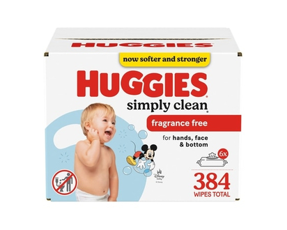 Huggies Simply Clean Unscented Baby Wipes, 6 Flip-Top Packs - 384 EA