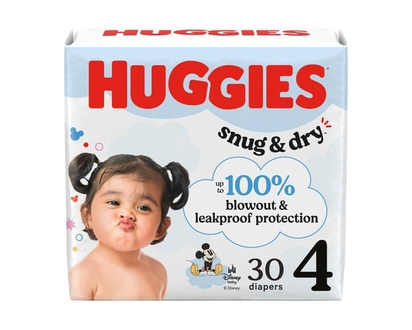 Huggies Snug & Dry Baby Diapers, Size 4 (22-37 lbs), 30 Ct - 30 EA