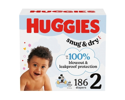 Huggies Snug & Dry Baby Diapers, Size 2 (12-18 lbs), 186 Ct - 186.0 EA