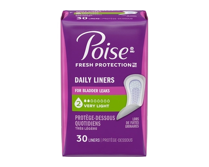 Poise Incontinence Liners, Very Light Absorbency, Regular, 30 Ct - 30.0 EA