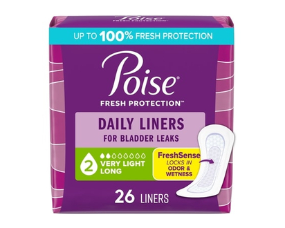 Poise Incontinence Liners, Very Light Absorbency, Long, 26 Count - 26.0 EA