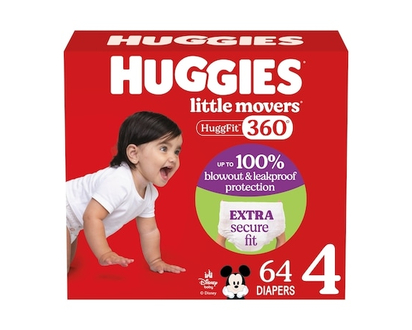 Huggies Little Movers HuggFit 360Â° Baby Diapers, Size 4, 64 Count - 64.0 EA