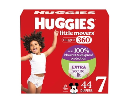 Huggies Little Movers HuggFit 360° Baby Diapers with 360° Waistband, Size 7 (41+ lbs) - 44 EA