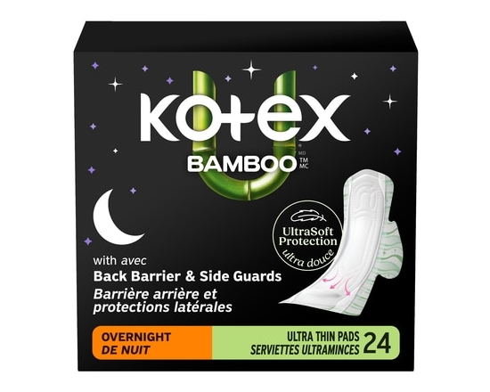 Bamboo Ultra Thin Overnight Pads with Wings, 24 Count - 24.0 EA