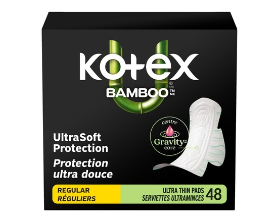 Bamboo Ultra Thin Pads with Wings, Regular Absorbency, 48 Count - 48.0 EA