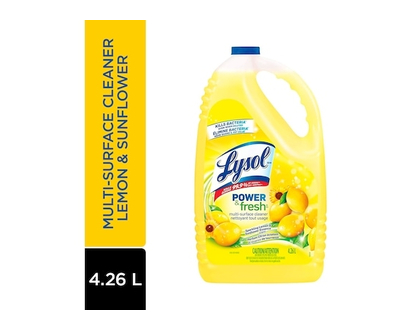 Lysol All Purpose Cleaner, Pour, Sparkling Lemon & Sunflower Essence, Multi Surface Cleaner - 4.26 L