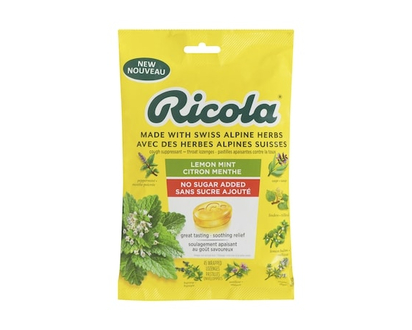 Ricola Lemon Mint No Sugar Added Throat Drops, 45 Lozanges - 45.0 EA