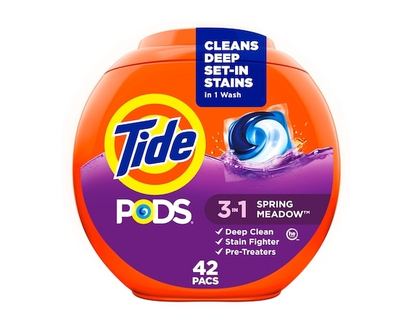 PODS Laundry Detergent Soap Pacs, HE Compatible, 42 Count, Powerful 3-in-1 Clean in one Step, Spring - 42.0 EA