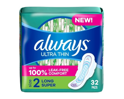 Serviettes Always Ultra Thin, longues avec ailes, taille 2, non parfumées, 32 serviettes - 32 CHA