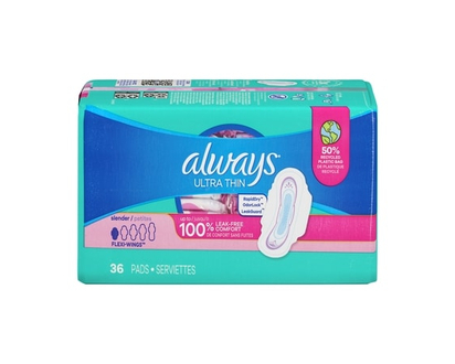Always Ultra Thin Pads Slender Unscented with Wings, 36 Count - 36 EA