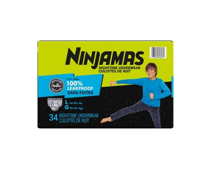 Pampers Ninjamas Nighttime Bedwetting Underwear Boy Size M/L 34 Count - 34 EA