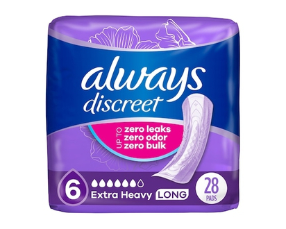 Always Adult Incontinence Pads for Women, Extra Heavy Absorbency, Long Length, Postpartum Pads, 28 CT - 28.0 EA