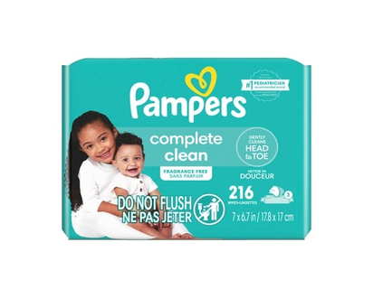 Pampers Baby Clean Wipes Fragrance Free 3X Pop-Top Packs 216 Count - 216.0 EA