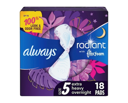 Always Radiant Pads Super Overnight Wing - 18.0 EA