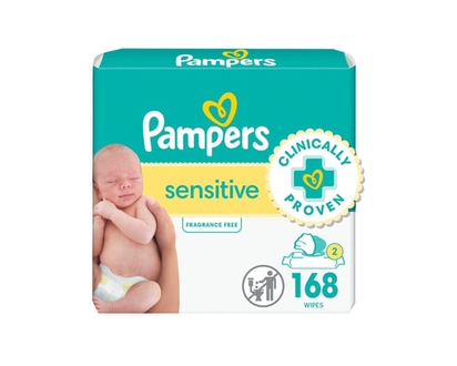 Pampers Baby Wipes Sensitive Perfume Free 3X Pop-Top Packs 168 Count - 168 EA