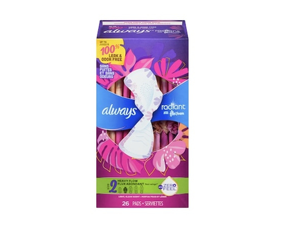Always Radiant with FlexFoam Pads, Size 2, Heavy, Wings, 26 CT - 26.0 EA