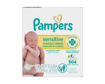 Pampers Baby Wipes Sensitive Perfume Free 6X Pop-Top Packs 504 Count - 504.0 EA