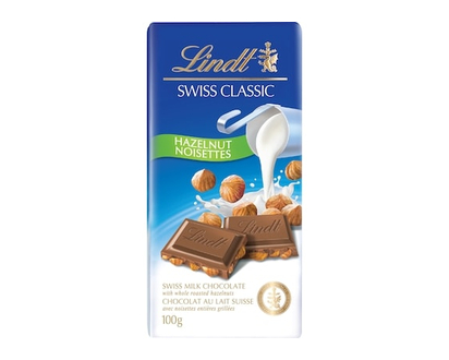 Lindt SWISS CLASSIC Hazelnut Milk Chocolate Bar - 100.0 G
