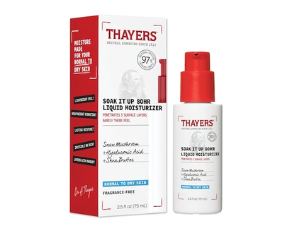 Thayers Soak It Up 80HR Liquid Moisturizer, Facial moisturizer with hyaluronic acid and snow mushroom - 75 ML