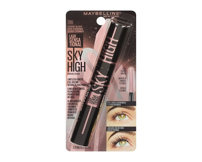 Mascara Lash Sensational Sky High Maybelline New York, Volumisant, Allongeant, Haute définition, Cils courbés, Volume amplifié, Noir intense, 7,1 ml -