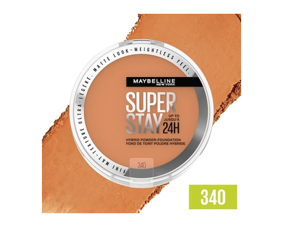 Maybelline New York Super Stay 24 Hour Hybrid Powder Foundation, Waterproof, Vegan, Mattifying, 340, 6 g - 6 G
