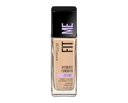 Maybelline New York Fit Me Fond de teint Hydrate + Lisse, fini naturel et lumineux, Porcelain, 30 ml - 1 CHA